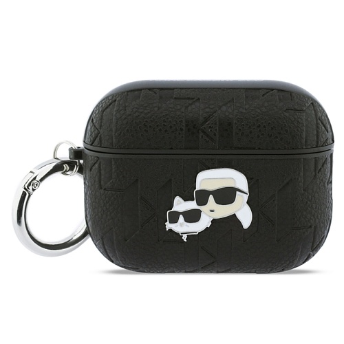 Чехол Airpods Pro 3 Lagerfeld PU Saffiano Monogram with ring NFT Metal Head Karl & Choup, черный
