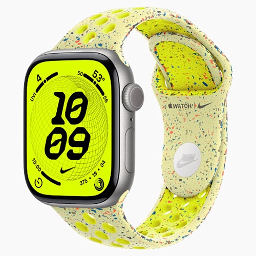 Apple Watch Series 11, 42 мм, корпус алюминий космический серый, Nike Sport Band, желтый