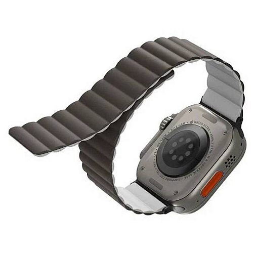 Ремешок Apple Watch 49/45/44/42mm Uniq Revix Premium Ed. Leather/Silicone, угольно-серый