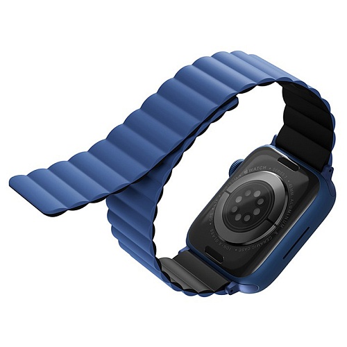 Ремешок Apple Watch 40/41/42mm Uniq Revix reversible Magnetic, синий/черный