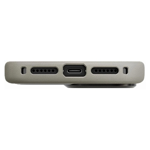 Чехол iPhone 17 Pro Max Uniq Heldro PRO Leatherette + FlexGrip & Camera stand MagSafe, серый