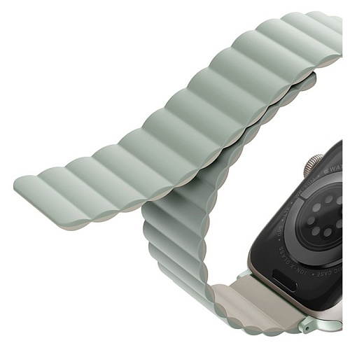 Ремешок Apple Watch 40/41/42mm Uniq Revix reversible Magnetic, зеленый/бежевый