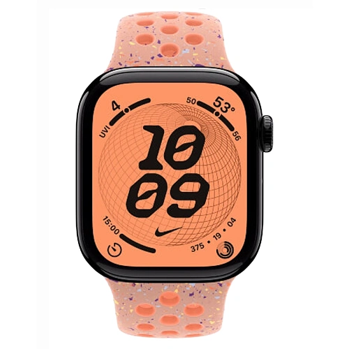 Apple Watch Series 11, 42 мм, корпус алюминий угольно-черный, Nike Sport Band, альпийский розовый