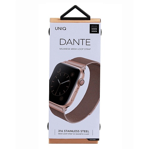 Ремешок Apple Watch 41/40/38mm Uniq Dante Strap Mesh Steel, розовое золото