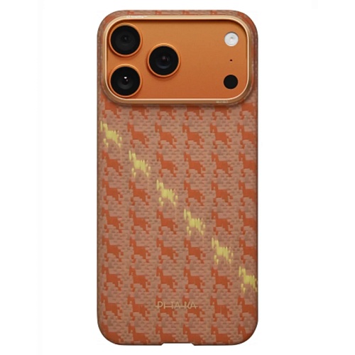 Чехол iPhone 17 Pro Max Pitaka Ultra-Slim Case Happiness Rides, оранжевый