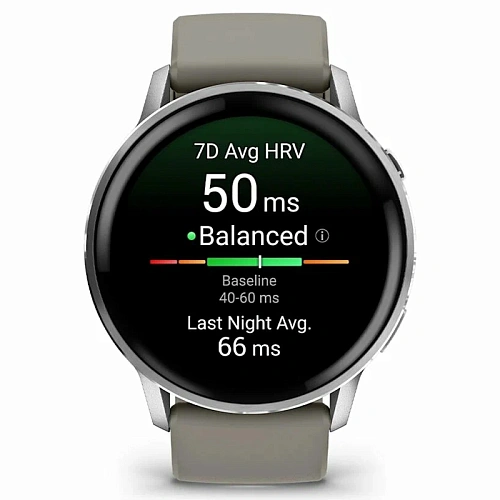Спортивные часы Garmin Venu 4, 45 мм, корпус серебристый, силиконовый серый ремешок