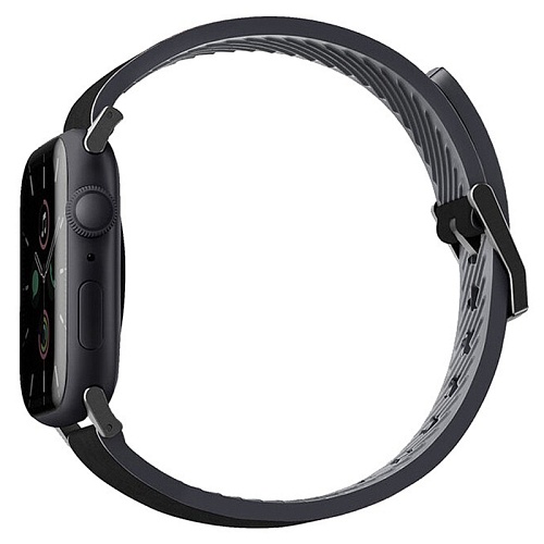 Ремешок Apple Watch 49/46/44mm Uniq Straden Waterproof Leather/Silicone, черный