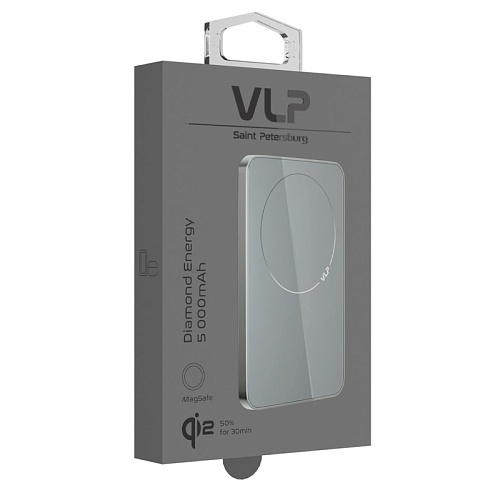 Аккумулятор Внешний vlp Diamond Energy MagSafe, Qi2, 5000 mAh, 3A, USB-C, натуральный титан