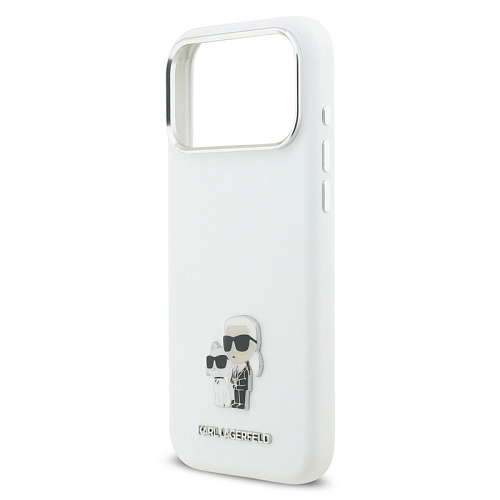 Чехол iPhone 17 Pro Max Lagerfeld Liquid silicone NFT Karl & Choup Metal, белый