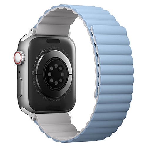 Ремешок Apple Watch 41/40/38mm Uniq Revix reversible Magnetic, белый/голубой