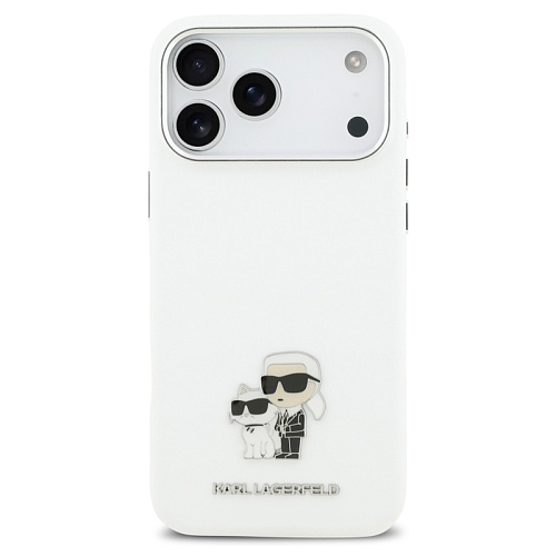 Чехол iPhone 17 Pro Max Lagerfeld Liquid silicone NFT Karl & Choup Metal, белый