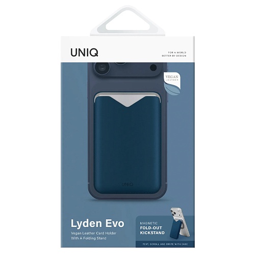 Картхолдер Uniq Lyden EVO Magnetic cardholder with Stand, темно-синий