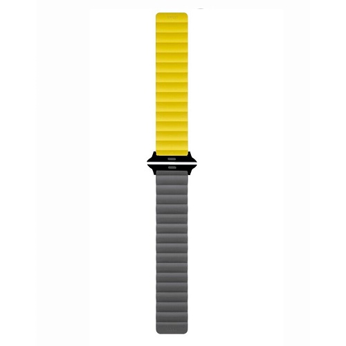 Ремешок Магнитный Силиконовый uBear Mode Для Apple Watch 42/44/45/49мм, M/L, черно-желтый