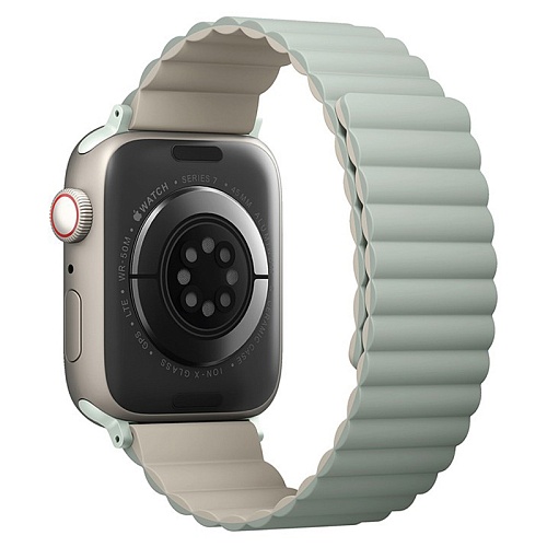 Ремешок Apple Watch 40/41/42mm Uniq Revix reversible Magnetic, зеленый/бежевый