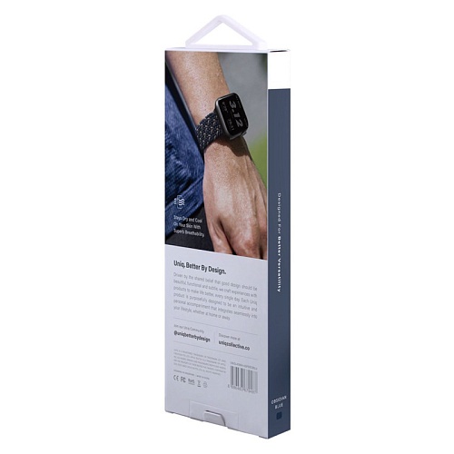 Ремешок Apple Watch 46/45/44 mm Uniq ASPEN Design strap Braided Pebble, синий