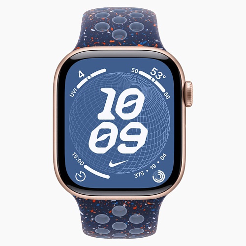 Apple Watch Series 11, 42 мм, корпус алюминий розовое золото, Nike Sport Band, синий