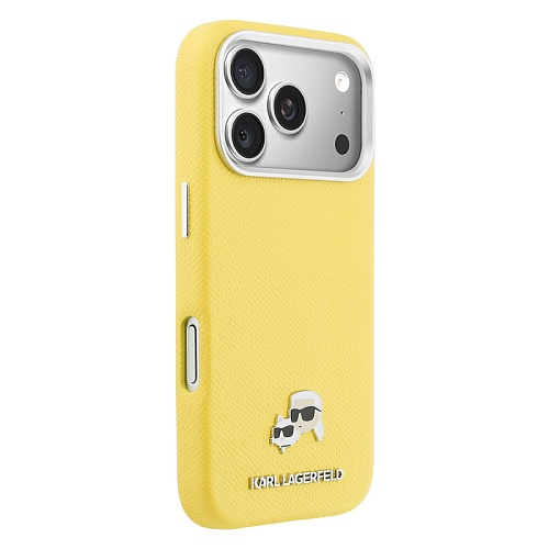 Чехол iPhone 17 Pro Lagerfeld PU Saffiano FW NFT Karl&Choup metal & Cam MagSafe, желтый