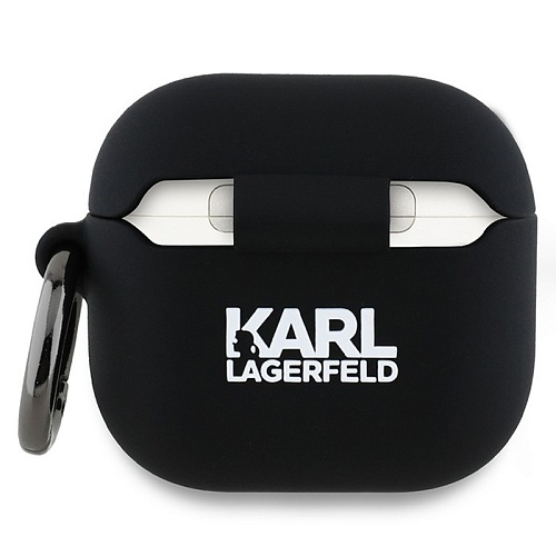 Чехол Airpods 4 Lagerfeld Silicone case with ring NFT 3D, черный