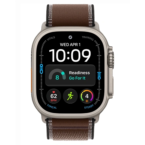 Apple Watch Ultra 4, 49 мм, корпус из натурального титана, Trail Loop темная умбра