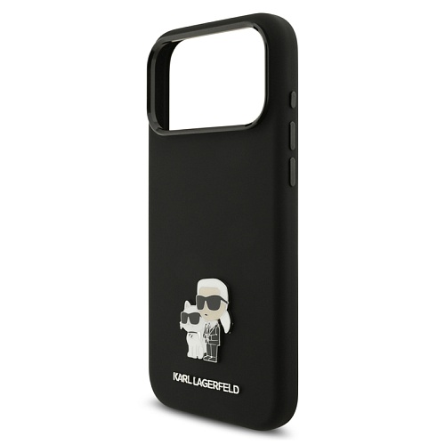 Чехол iPhone 17 Pro Max Lagerfeld Liquid silicone NFT Karl & Choup Metal, черный