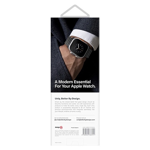 Ремешок Apple Watch 49/46/45/44mm Uniq Strova MAG Strap Link Steel, серебристый