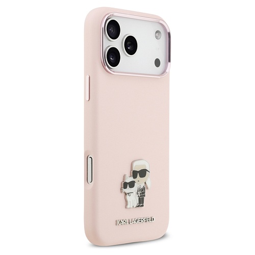 Чехол iPhone 17 Pro Max Lagerfeld Liquid silicone NFT Karl & Choup Metal, розовый