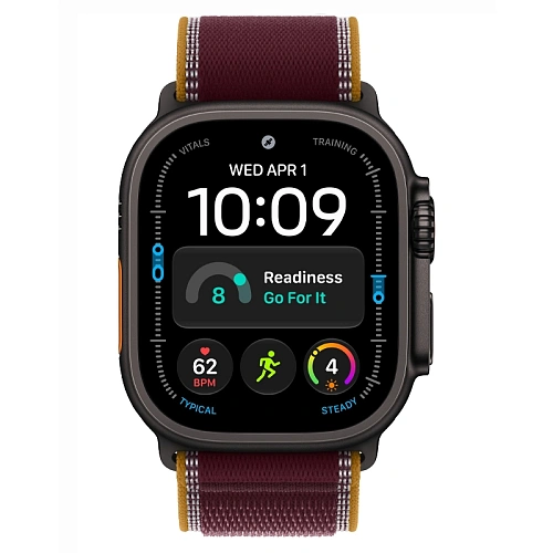 Apple Watch Ultra 4, 49 мм, корпус из титана черный, Trail Loop бургунди