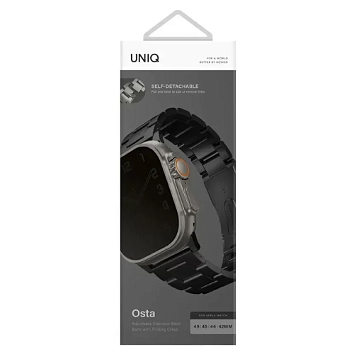 Ремешок стальной  UNIQ OSTA для Apple Watch 49/45/44/42, черный