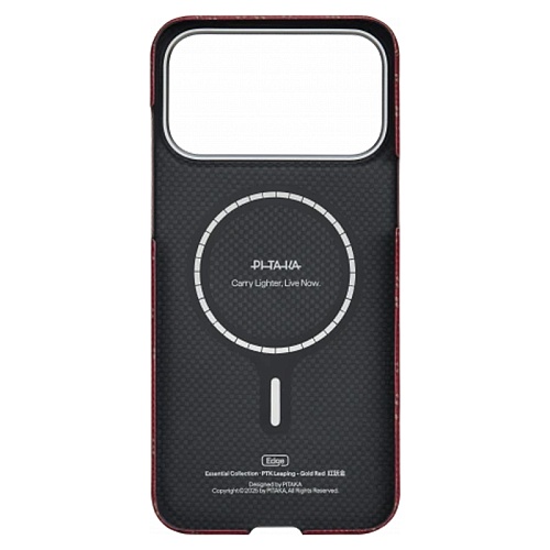 Чехол iPhone 17 Pro Max Pitaka Ultra-Slim Case, красный/золотой
