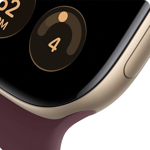 Apple Watch Series 12, 46 мм, корпус флюминий светлое золото, Sport Band бургунди