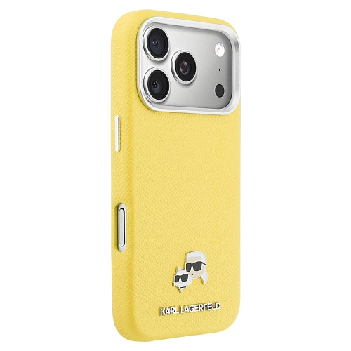 Чехол iPhone 17 Pro Max Lagerfeld PU Saffiano FW NFT Karl&Choup metal&Cam MagSafe, желтый