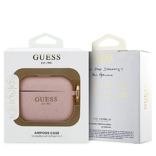 Чехол для Airpods Pro 3 Guess Silicone with ring, розовый