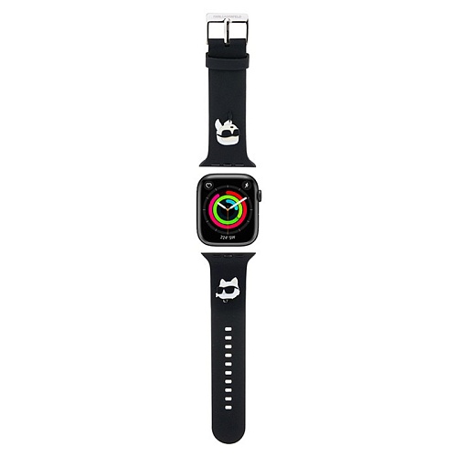 Ремешок Apple Watch 42/41/40 mm Lagerfeld 3D Rubber NFT Karl & Choupette heads, черный