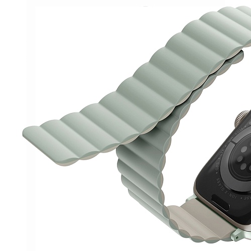 Ремешок Apple Watch 41/40/38mm Uniq Revix reversible Magnetic, зеленый/бежевый
