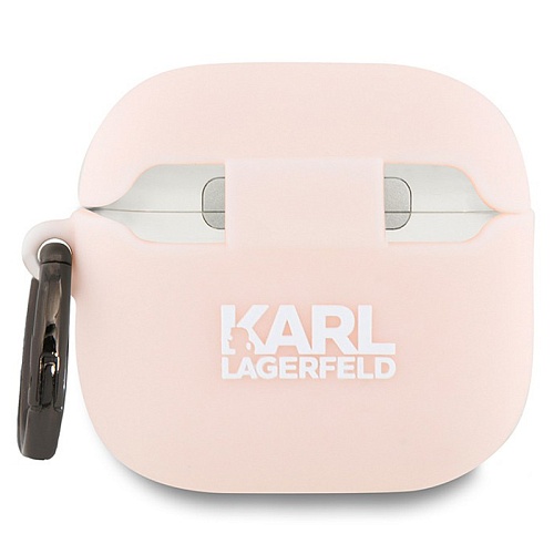 Чехол Airpods 4 Lagerfeld Silicone case with ring NFT 3D Choupette, розовый