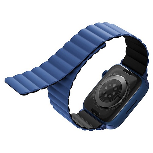 Ремешок Apple Watch 49/46/44mm Uniq Revix reversible Magnetic, синий/черный