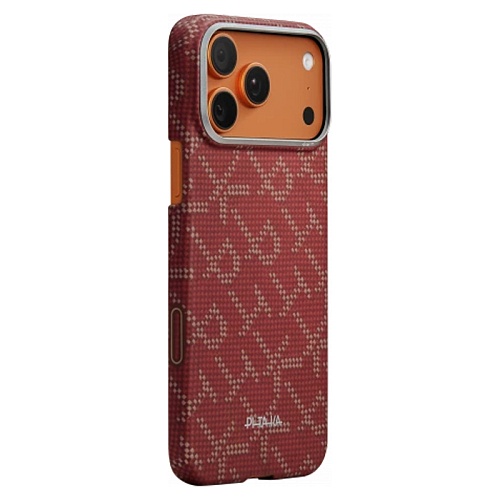 Чехол iPhone 17 Pro Max Pitaka Ultra-Slim Case, красный/золотой