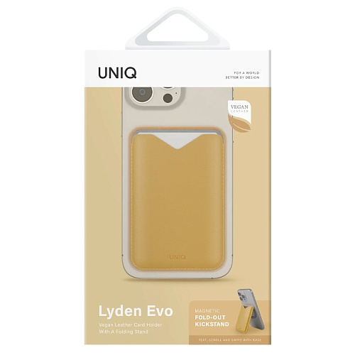 Картхолдер Uniq Lyden EVO Magnetic cardholder with Stand, желтый