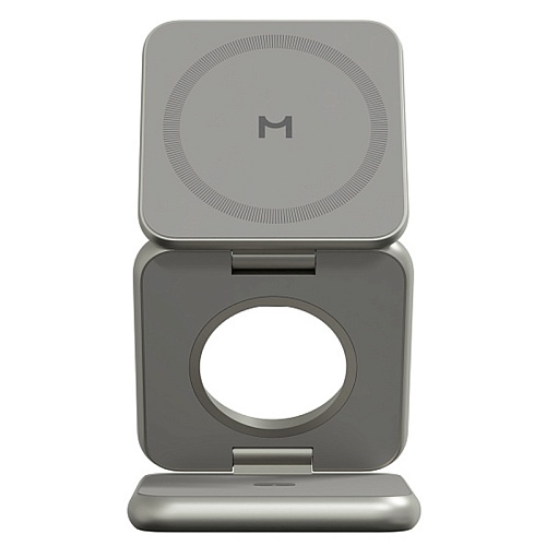Беспроводное зарядное устройство Magssory Fold Pro 3в1, с MagSafe, совместимое с Qi2, титановый