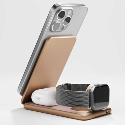 Беспроводная Зарядная Станция vlp Alum Power Pro (3В1), пустынный титан