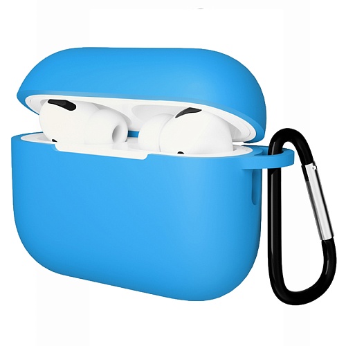 Чехол Для AirPods Pro 3 Gurdini Soft Touch С Карабином, голубой