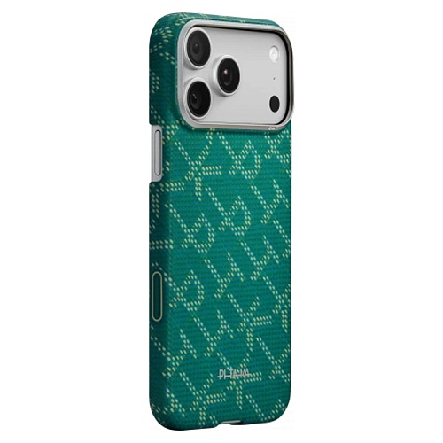 Чехол iPhone 17 Pro Max Pitaka Ultra-Slim Case, зелено-золотой
