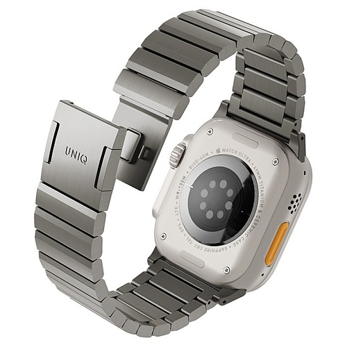 Ремешок Apple Watch 49/46/45/44mm Uniq Strova MAG Strap Link Steel, серебристый
