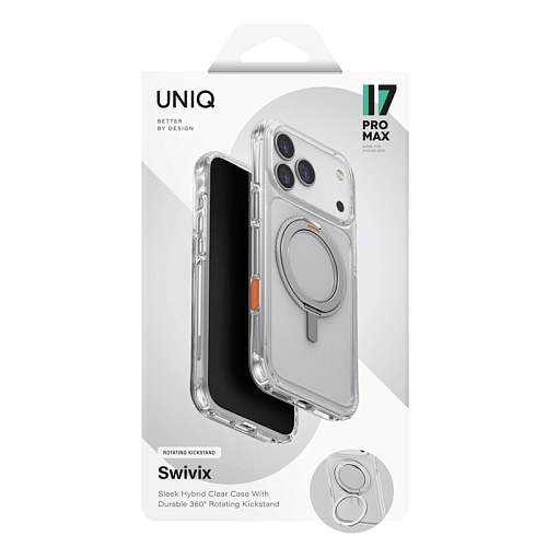 Челох iPhone 17 Pro Max Uniq Swivix with 360-Rotating stand Magsafe, прозрачный