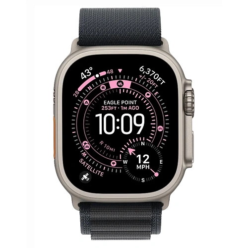 Apple Watch Ultra 3, 49 мм, корпус из натурального титана, Alpine Loop черный