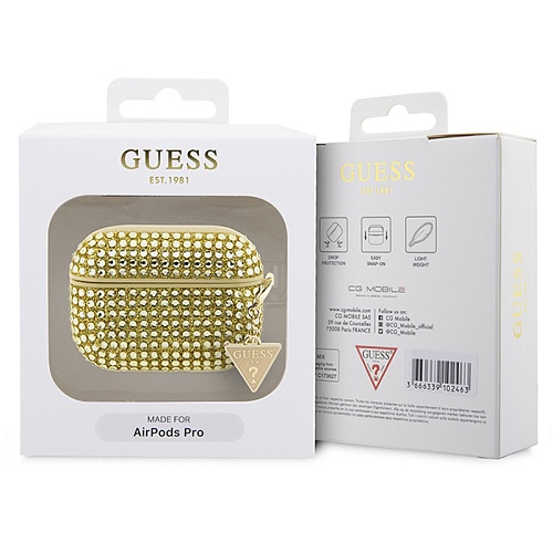 Чехол для Airpods Pro 3 Guess Diamond Rhinestone with Triangle, золотой