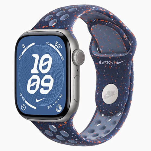 Apple Watch Series 11, 42 мм, корпус алюминий космический серый, Nike Sport Band, синий