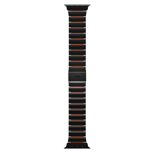 Ремешок Uniq Apple Watch 49/46/45/44 mm Strova Flex Steel Band, черный/оранжевый