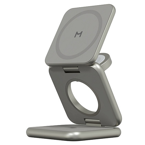 Беспроводное зарядное устройство Magssory Fold Pro 3в1, с MagSafe, совместимое с Qi2, титановый