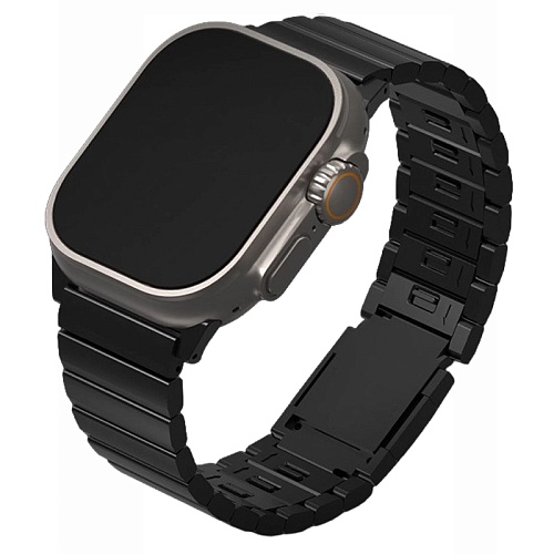 Ремешок Apple Watch 49/46/45/44mm Uniq Strova MAG Strap Link Steel, черный